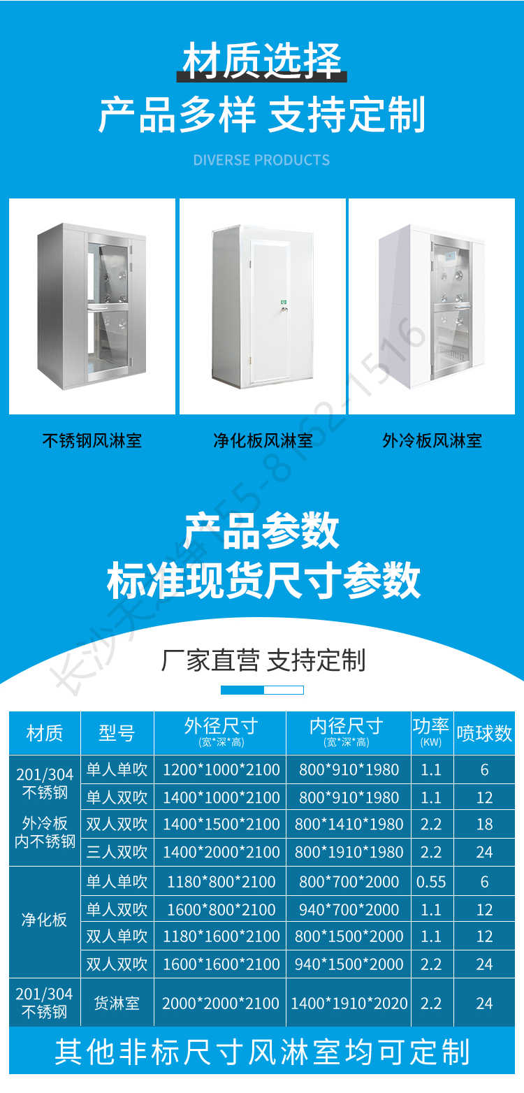 長(zhǎng)沙天之凈潔凈車間外冷板風(fēng)淋室-規(guī)格尺寸